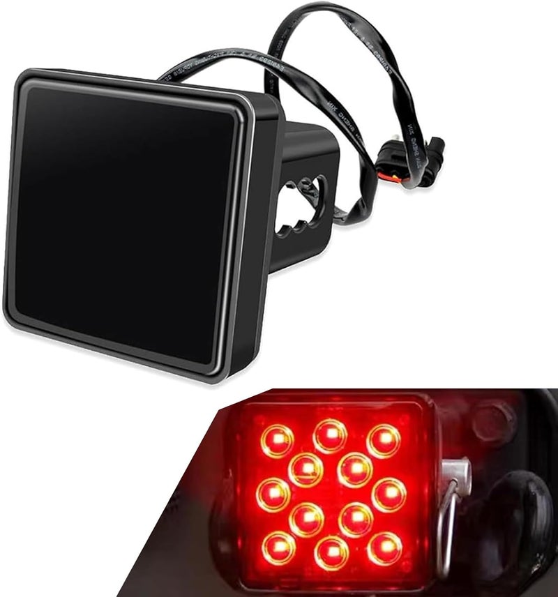 Downhill LED Trailer Hitch Brake Light, 5 LED red Super Bright Brake Lights, 12V Waterproof Trailer Hitch Cover, Universal Fit 2" Square Multi-Functional Trailer Hitch Covers, for Trailers (Black) - Image 1